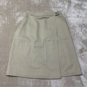 King Ranch Khaki Twill Wrap Skirt Pockets USA Vintage Size 12